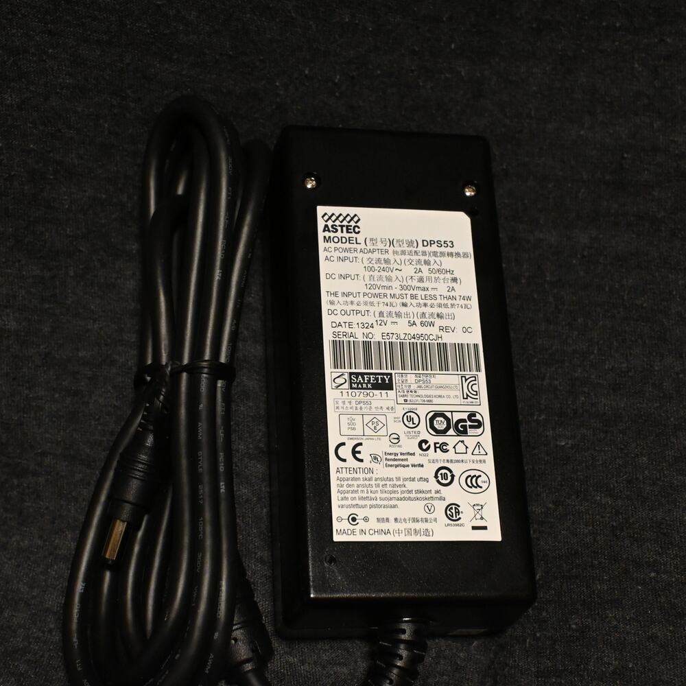 Astec DPS53 AC Power Supply Adapter NEW Black OEM 12V DC, 5A (60 Watts)